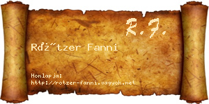 Rötzer Fanni névjegykártya
